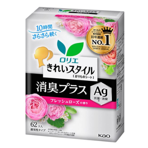 Щоденні прокладки KAO Laurier Kirei Style Fresh Rose з дезодоруючим ефектом, 62 шт